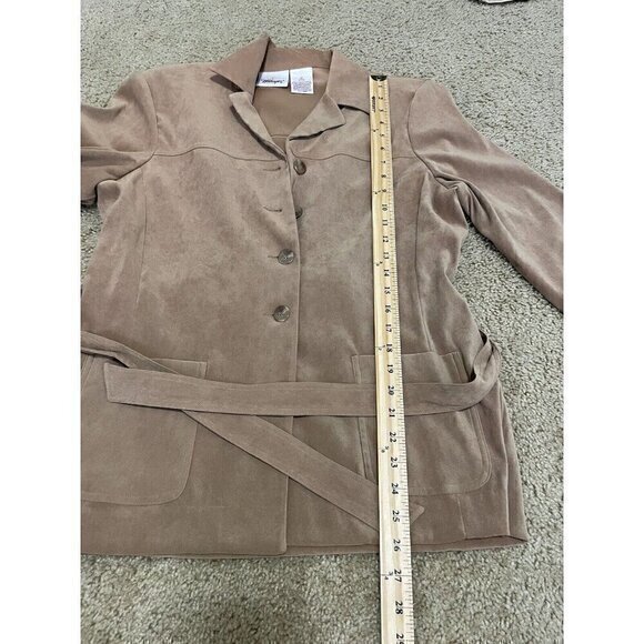 Worthington Petite Blazer Jacket Tie Front Career Casual Tan Size 12P - Picture 4 of 13